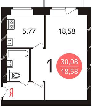 Студия квартира, на длительный срок, 26м2, 4/17 этаж
