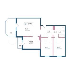 3-к квартира, на длительный срок, 81м2, 16/17 этаж