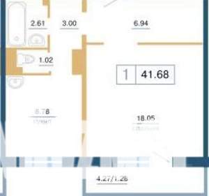 1-к квартира, на длительный срок, 41м2, 17/17 этаж