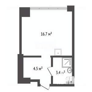 Студия квартира, на длительный срок, 24м2, 3/12 этаж