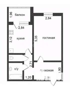 1-к квартира, на длительный срок, 36м2, 8/14 этаж