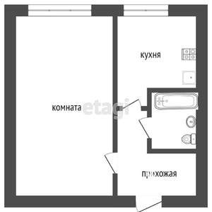 1-к квартира, на длительный срок, 30м2, 4/5 этаж