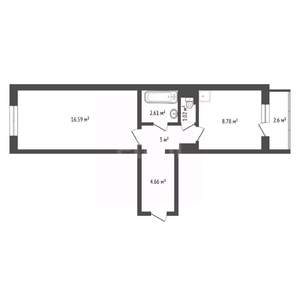 1-к квартира, на длительный срок, 38м2, 2/17 этаж