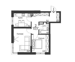 2-к квартира, на длительный срок, 54м2, 20/23 этаж