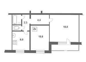 2-к квартира, на длительный срок, 46м2, 10/10 этаж