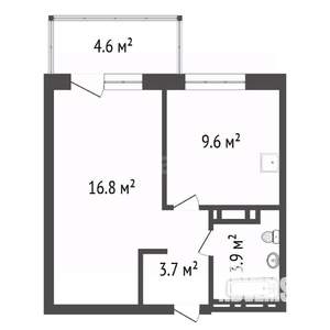 1-к квартира, сданный дом, 34м2, 10/24 этаж