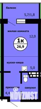 Студия квартира, сданный дом, 27м2, 5/9 этаж