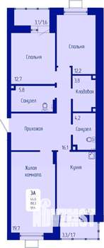 3-к квартира, строящийся дом, 92м2, 9/12 этаж