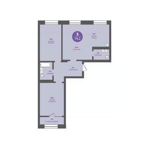 3-к квартира, вторичка, 79м2, 11/24 этаж