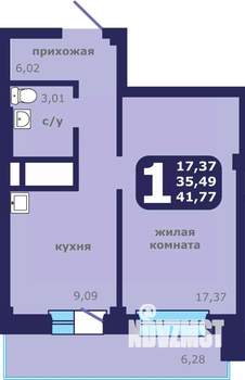 1-к квартира, вторичка, 42м2, 24/25 этаж