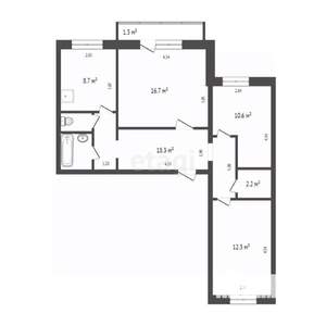 3-к квартира, вторичка, 68м2, 9/10 этаж