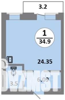 Студия квартира, строящийся дом, 34м2, 9/14 этаж