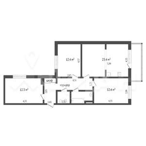 3-к квартира, вторичка, 79м2, 2/5 этаж