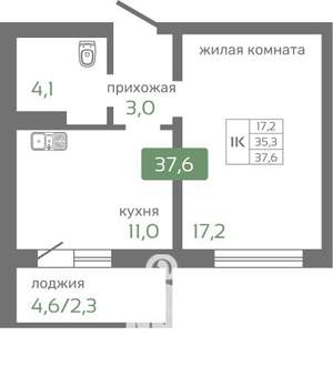 1-к квартира, вторичка, 38м2, 10/19 этаж