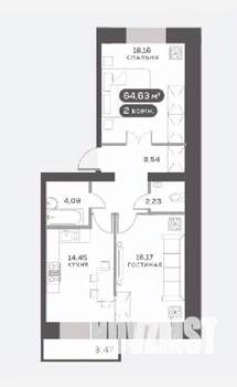 2-к квартира, вторичка, 65м2, 2/15 этаж