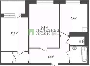 2-к квартира, вторичка, 50м2, 9/9 этаж