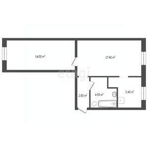 2-к квартира, вторичка, 44м2, 1/5 этаж