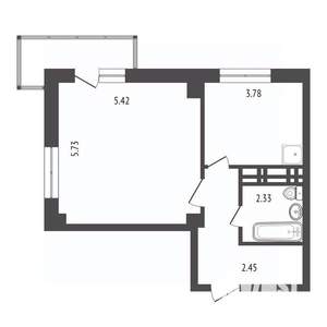 1-к квартира, вторичка, 54м2, 7/19 этаж