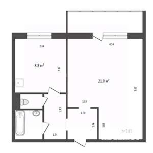 1-к квартира, вторичка, 41м2, 10/10 этаж