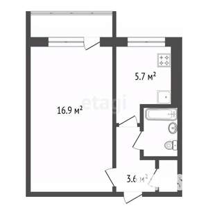 1-к квартира, вторичка, 30м2, 4/5 этаж