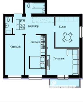 3-к квартира, вторичка, 78м2, 7/10 этаж