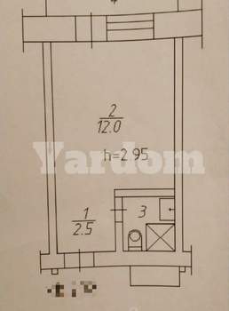1-к квартира, вторичка, 19м2, 4/4 этаж
