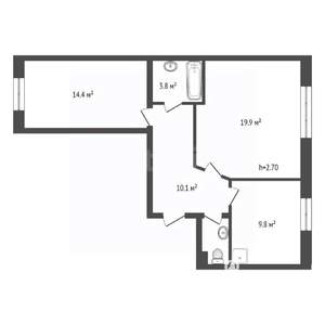 2-к квартира, вторичка, 60м2, 1/10 этаж