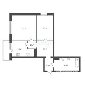 2-к квартира, вторичка, 64м2, 3/17 этаж