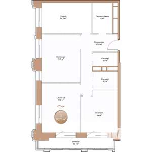 3-к квартира, вторичка, 91м2, 4/24 этаж