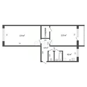 2-к квартира, вторичка, 48м2, 5/5 этаж