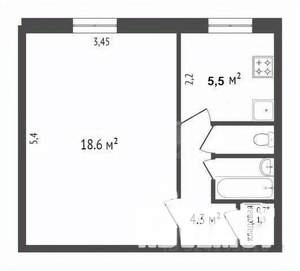 1-к квартира, вторичка, 33м2, 2/5 этаж