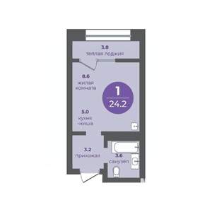 1-к квартира, вторичка, 24м2, 9/16 этаж