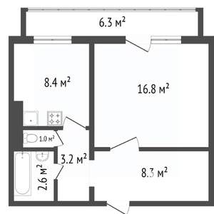 1-к квартира, вторичка, 40м2, 7/17 этаж