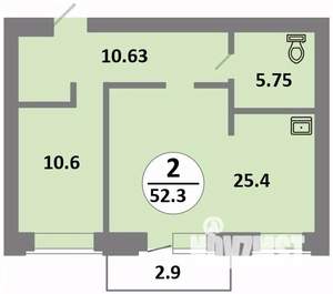 2-к квартира, строящийся дом, 52м2, 3/14 этаж