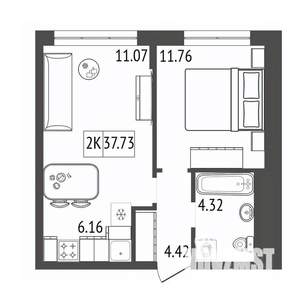 2-к квартира, строящийся дом, 38м2, 3/17 этаж
