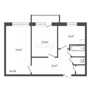 2-к квартира, вторичка, 49м2, 5/5 этаж