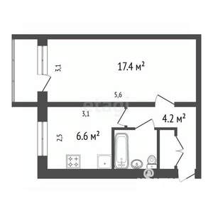 1-к квартира, вторичка, 33м2, 4/5 этаж