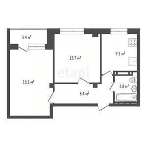 2-к квартира, вторичка, 54м2, 19/19 этаж