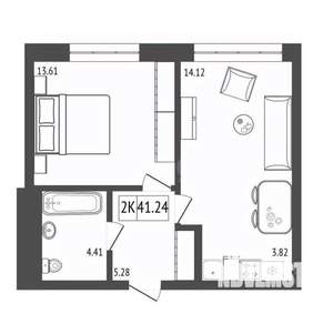 2-к квартира, вторичка, 41м2, 9/17 этаж
