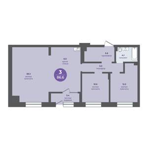 3-к квартира, вторичка, 83м2, 1/15 этаж