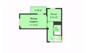 1-к квартира, строящийся дом, 37м2, 10/17 этаж