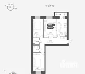 3-к квартира, вторичка, 83м2, 4/14 этаж