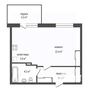 1-к квартира, вторичка, 48м2, 13/24 этаж