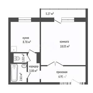 1-к квартира, вторичка, 40м2, 8/15 этаж