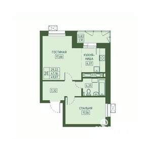2-к квартира, вторичка, 49м2, 14/23 этаж