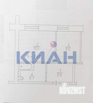 2-к квартира, вторичка, 34м2, 1/5 этаж
