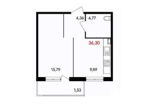 1-к квартира, вторичка, 36м2, 13/18 этаж