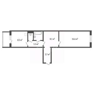 1-к квартира, вторичка, 43м2, 7/9 этаж