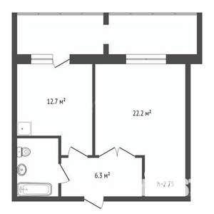1-к квартира, вторичка, 46м2, 7/9 этаж
