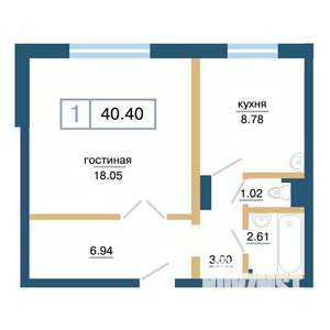 1-к квартира, строящийся дом, 40м2, 1/17 этаж